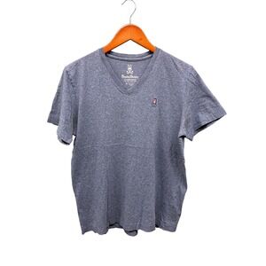 Psycho Bunny V Neck T Shirt Women's Size 4 Heather Blue 100% Cotton